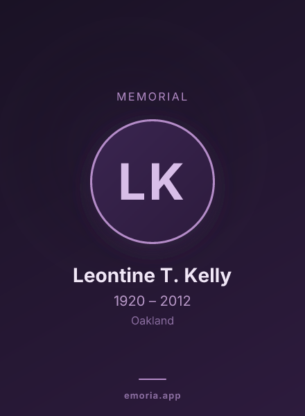 Memorial portrait of Leontine T. Kelly