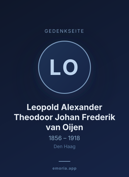 Gedenkportrait von Leopold Alexander Theodoor Johan Frederik van Oijen