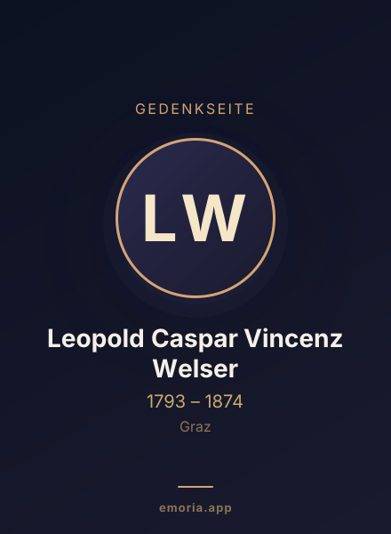 Gedenkportrait von Leopold Caspar Vincenz Welser