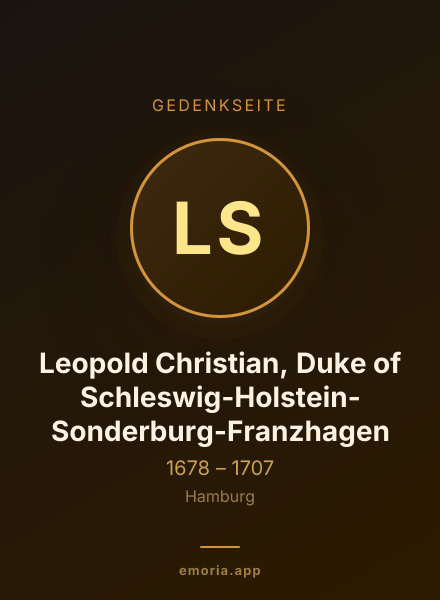 Gedenkportrait von Leopold Christian, Duke of Schleswig-Holstein-Sonderburg-Franzhagen