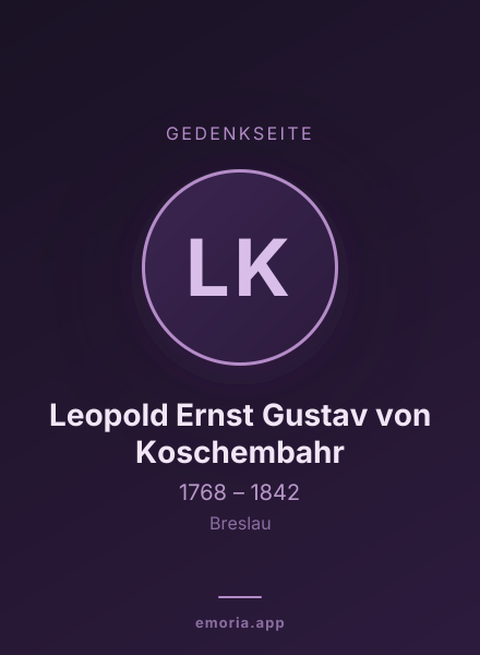 Gedenkportrait von Leopold Ernst Gustav von Koschembahr