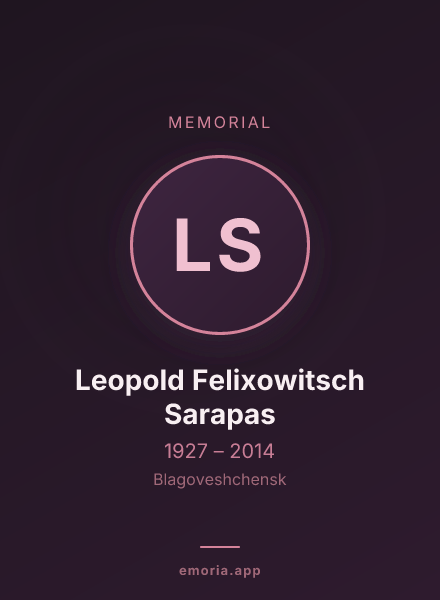 Memorial portrait of Leopold Felixowitsch Sarapas