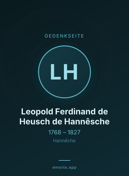Gedenkportrait von Leopold Ferdinand de Heusch de Hannêsche