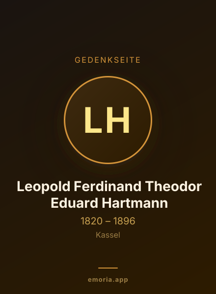 Gedenkportrait von Leopold Ferdinand Theodor Eduard Hartmann