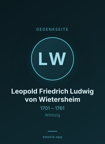 Gedenkportrait von Leopold Friedrich Ludwig von Wietersheim