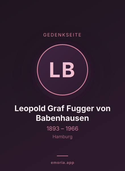 Gedenkportrait von Leopold Graf Fugger von Babenhausen