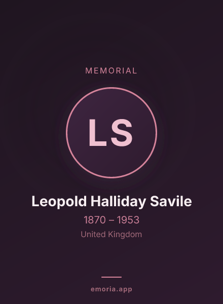Memorial portrait of Leopold Halliday Savile