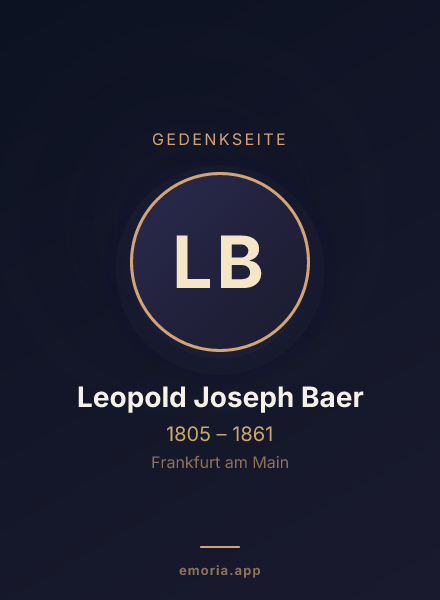 Gedenkportrait von Leopold Joseph Baer