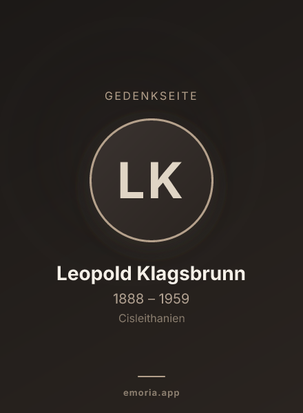 Gedenkportrait von Leopold Klagsbrunn