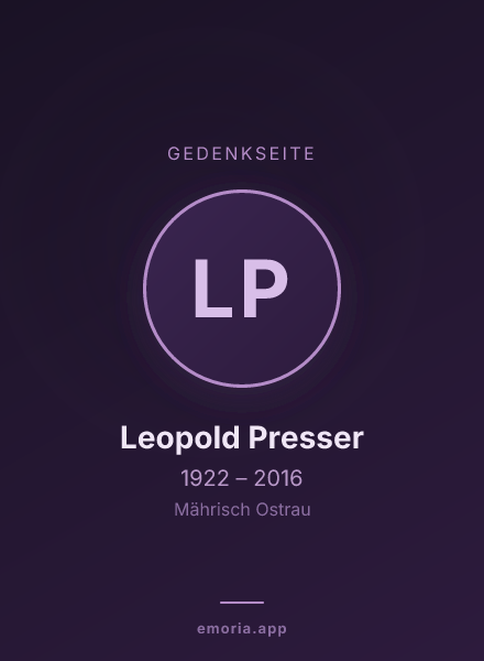 Gedenkportrait von Leopold Presser