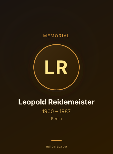 Memorial portrait of Leopold Reidemeister