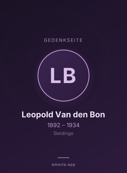 Gedenkportrait von Leopold Van den Bon