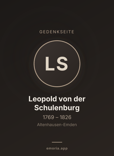 Gedenkportrait von Leopold von der Schulenburg
