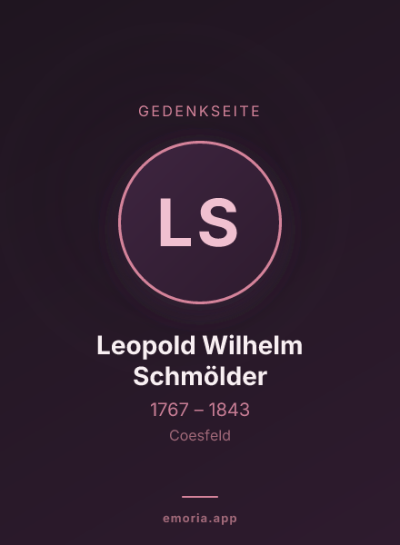 Gedenkportrait von Leopold Wilhelm Schmölder