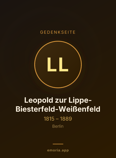 Gedenkportrait von Leopold zur Lippe-Biesterfeld-Weißenfeld