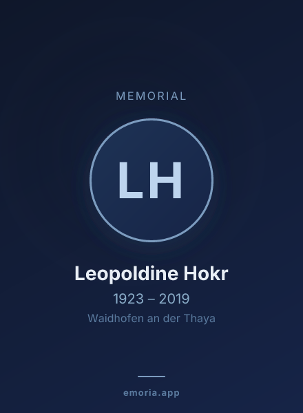 Memorial portrait of Leopoldine Hokr
