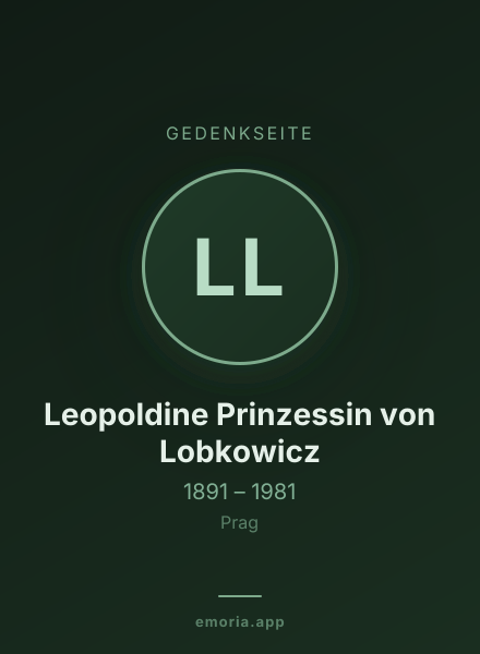 Gedenkportrait von Leopoldine Prinzessin von Lobkowicz