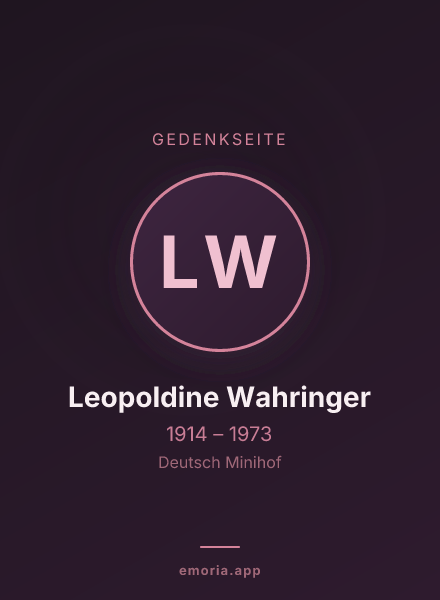 Gedenkportrait von Leopoldine Wahringer