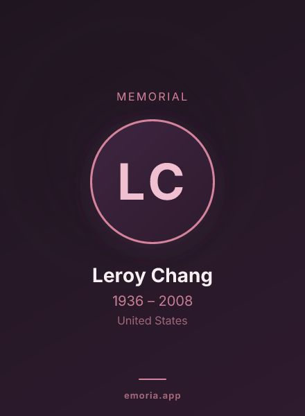 Memorial portrait of Leroy Chang