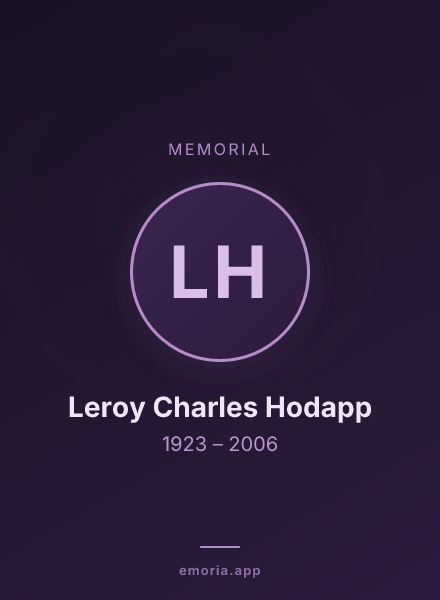 Memorial portrait of Leroy Charles Hodapp