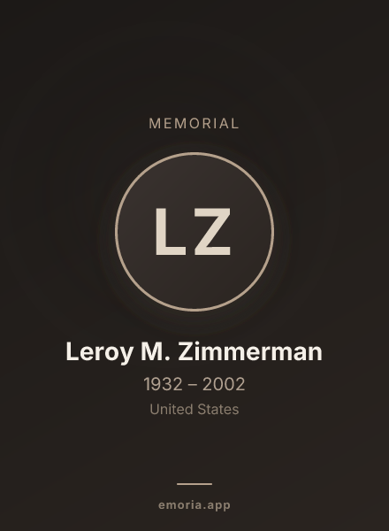 Memorial portrait of Leroy M. Zimmerman