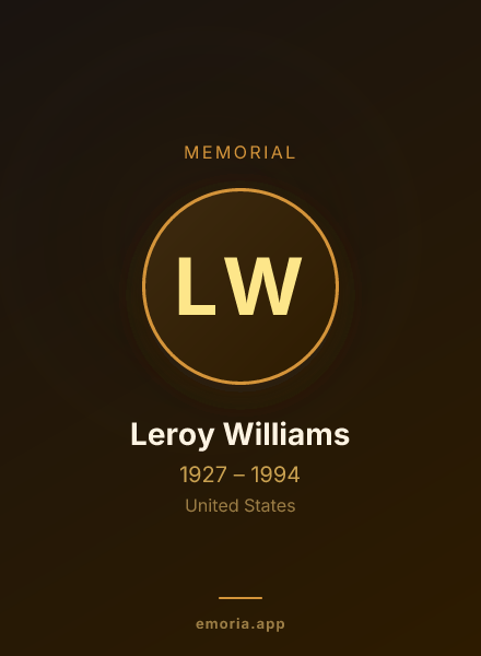 Memorial portrait of Leroy Williams