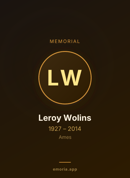Memorial portrait of Leroy Wolins