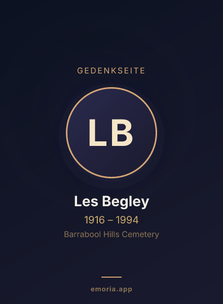 Gedenkportrait von Les Begley