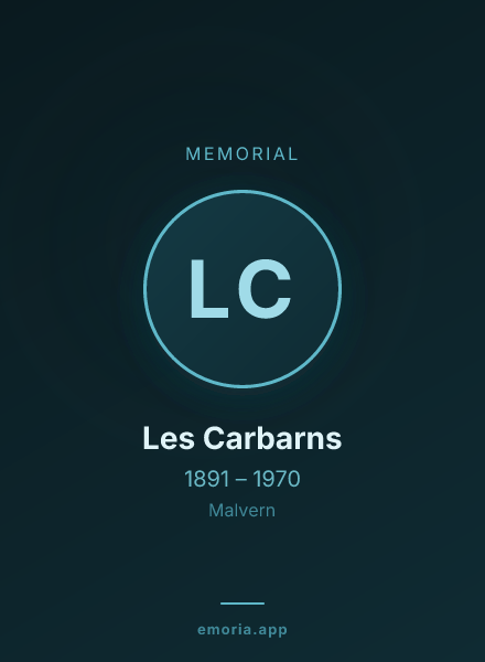 Memorial portrait of Les Carbarns