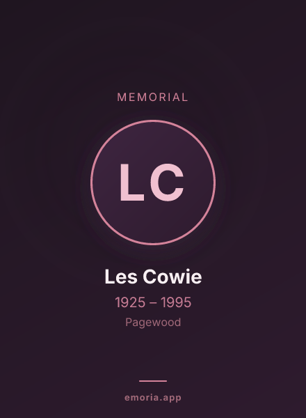 Memorial portrait of Les Cowie