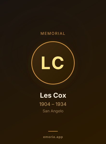 Memorial portrait of Les Cox
