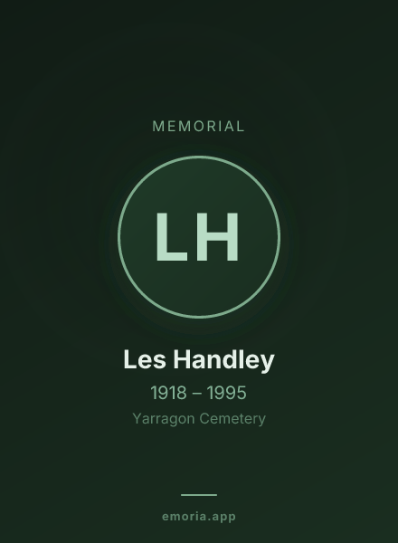 Memorial portrait of Les Handley