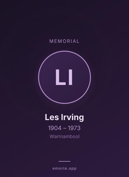 Memorial portrait of Les Irving
