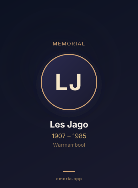 Memorial portrait of Les Jago