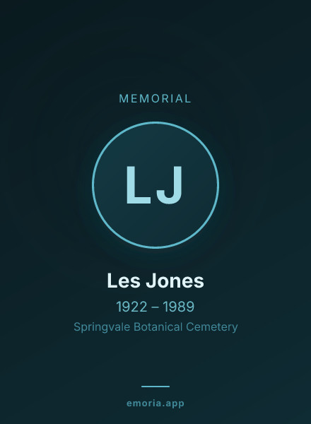 Memorial portrait of Les Jones