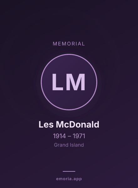 Memorial portrait of Les McDonald