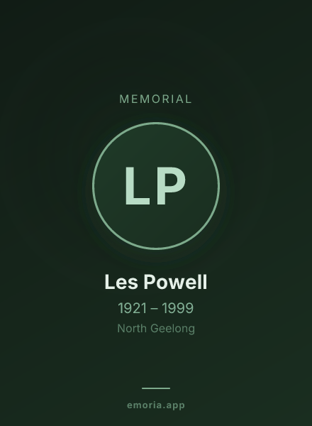 Memorial portrait of Les Powell