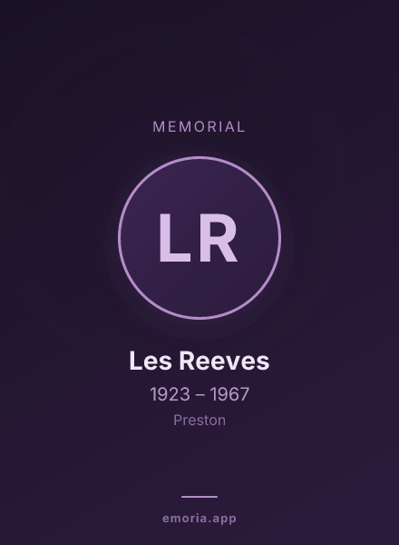 Memorial portrait of Les Reeves