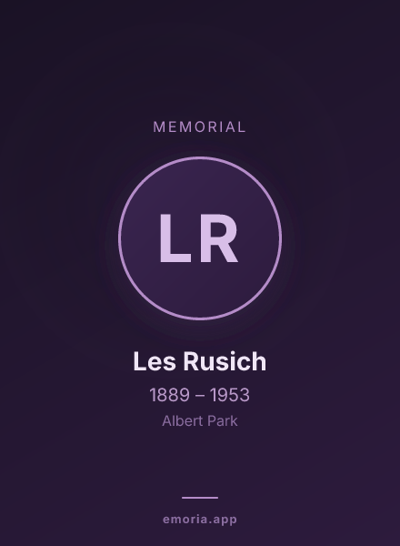 Memorial portrait of Les Rusich