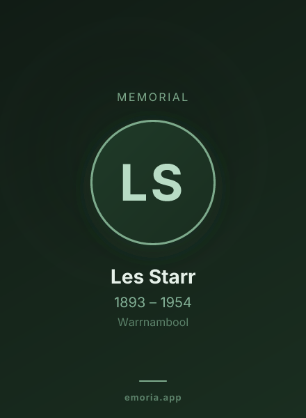 Memorial portrait of Les Starr