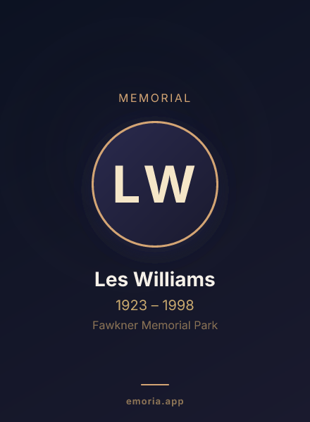 Memorial portrait of Les Williams