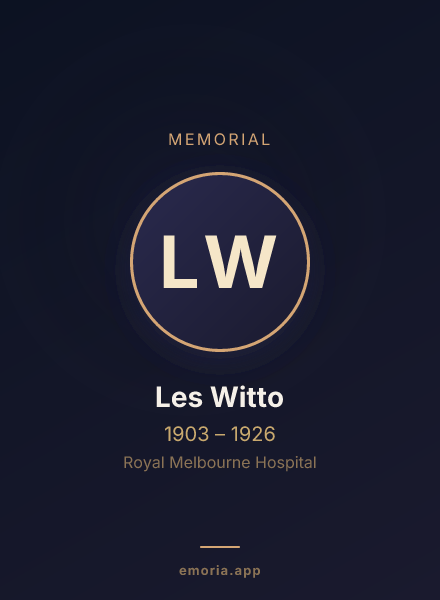 Memorial portrait of Les Witto