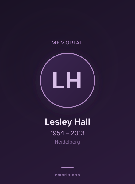 Memorial portrait of Lesley Hall