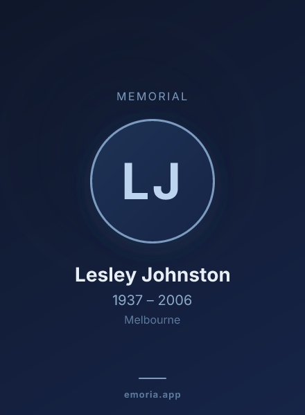 Memorial portrait of Lesley Johnston