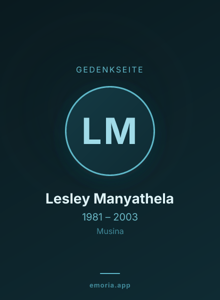 Gedenkportrait von Lesley Manyathela