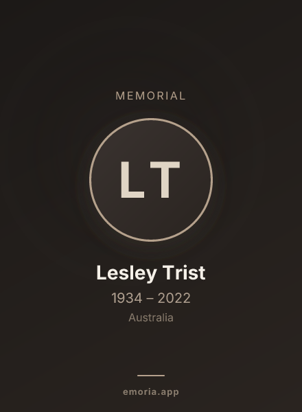 Memorial portrait of Lesley Trist