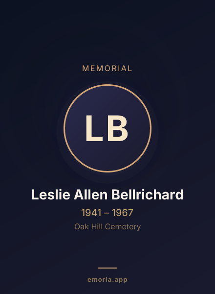 Memorial portrait of Leslie Allen Bellrichard