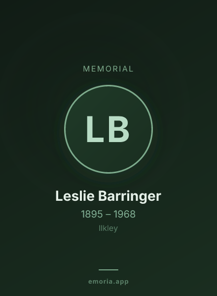 Memorial portrait of Leslie Barringer