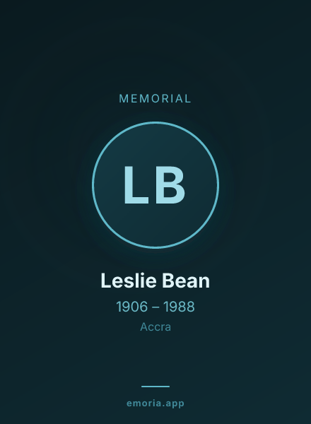 Memorial portrait of Leslie Bean