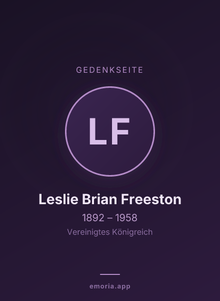 Gedenkportrait von Leslie Brian Freeston